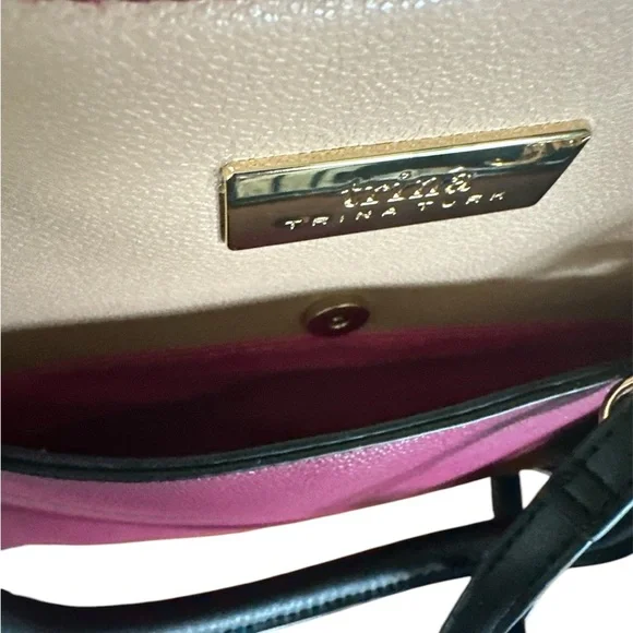 NWT Trina Turk - Wine/Tan; Double Handle/Cross Body Purse with Card Holder - Picture 6 of 10
